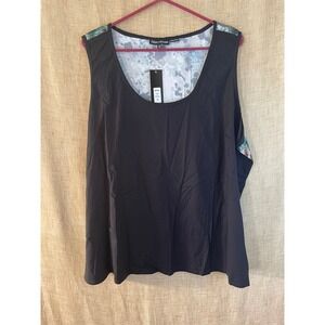 Tolani Collection Tank Top Black Abstract Print Sleeveless Blouse‎ 2X